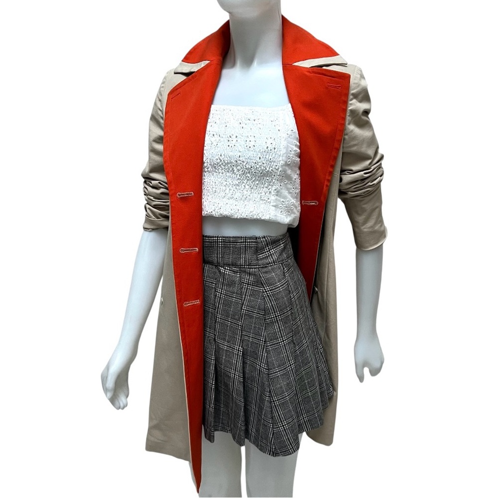 INC International Concepts Doube Breasted Trench Coat 70's Style Preppy Academia